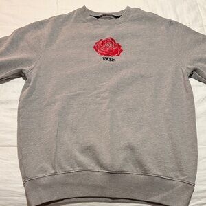 Vans Men’s Crewneck Gray Sweater with Red Rose